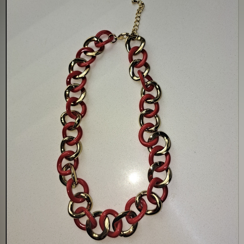 Gold and ORANGE Chain Necklace Choker